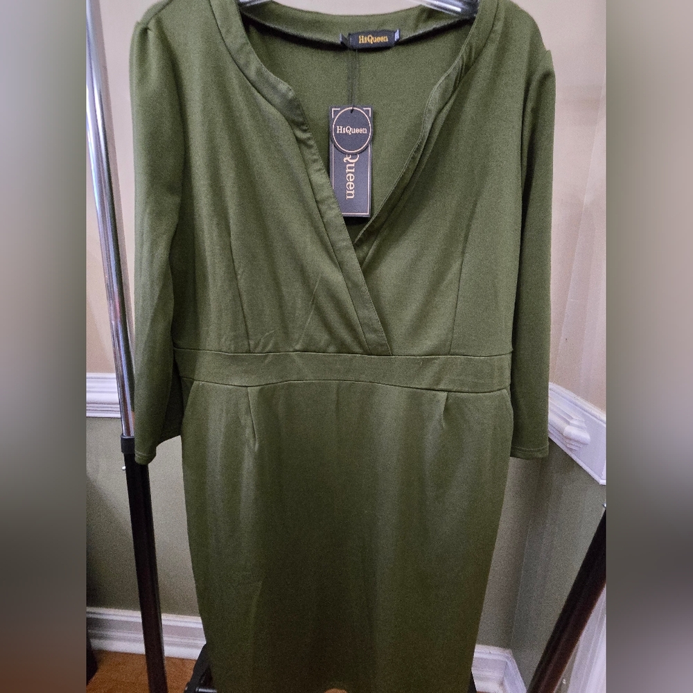 HIQUEEN- Solid Dress (Olive) NWT